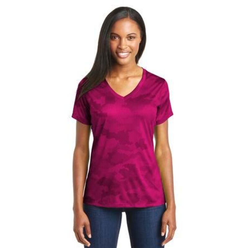 Ladies CamoHex V Neck T Thumbnail
